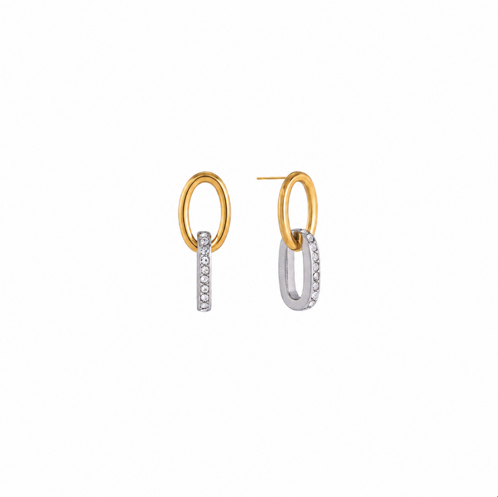 Celeste Two-Tone Crystal Link Earrings