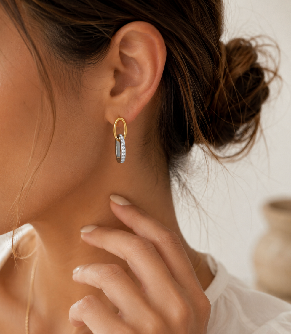 Celeste Two-Tone Crystal Link Earrings
