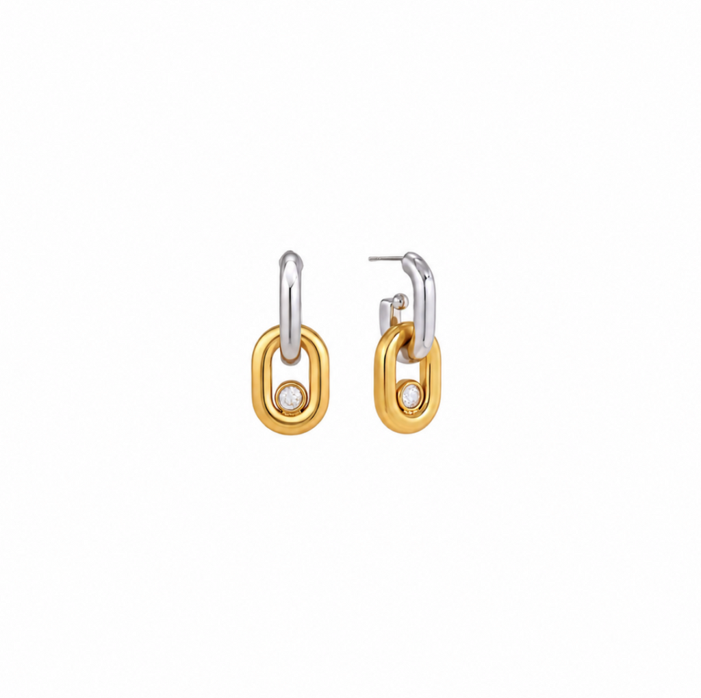 Elara Two-Tone Crystal Earrings