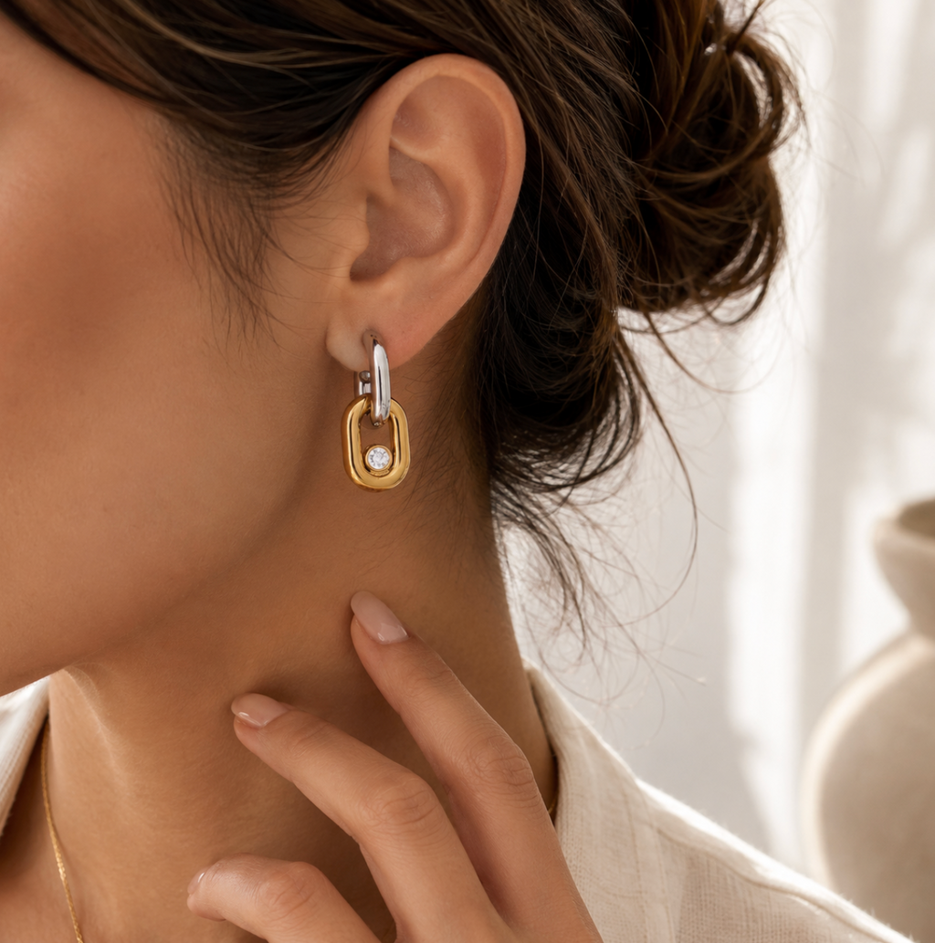 Elara Two-Tone Crystal Earrings