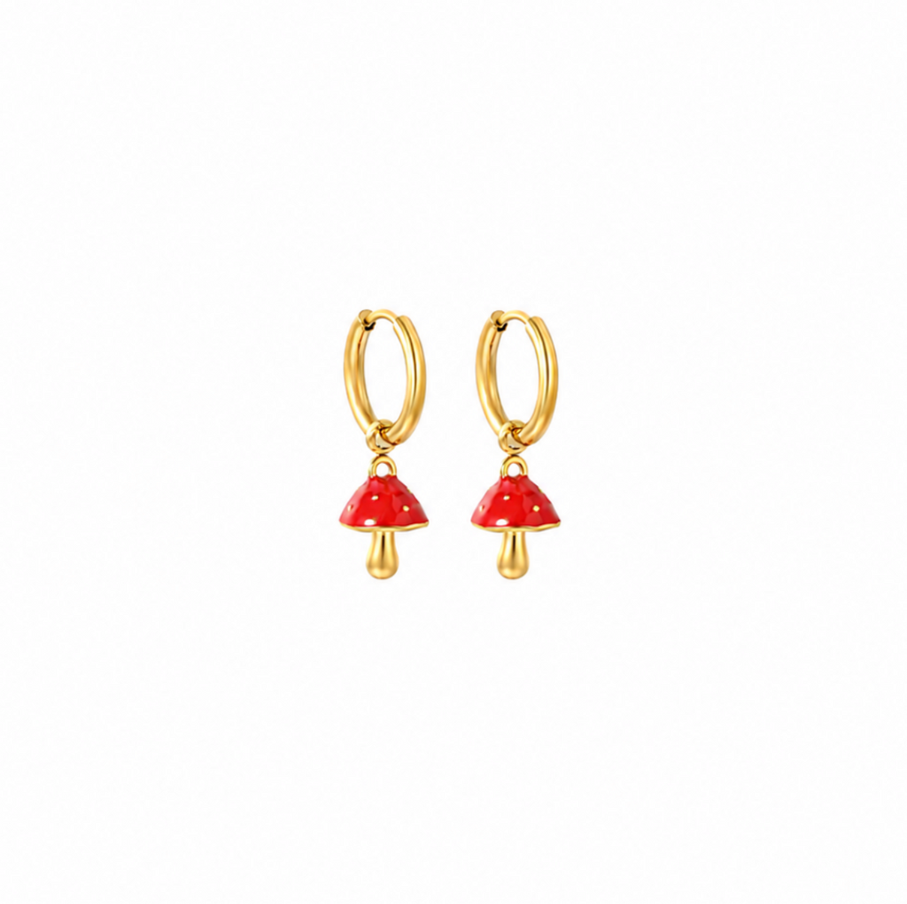 Enoki Mushroom Hoop Earrings