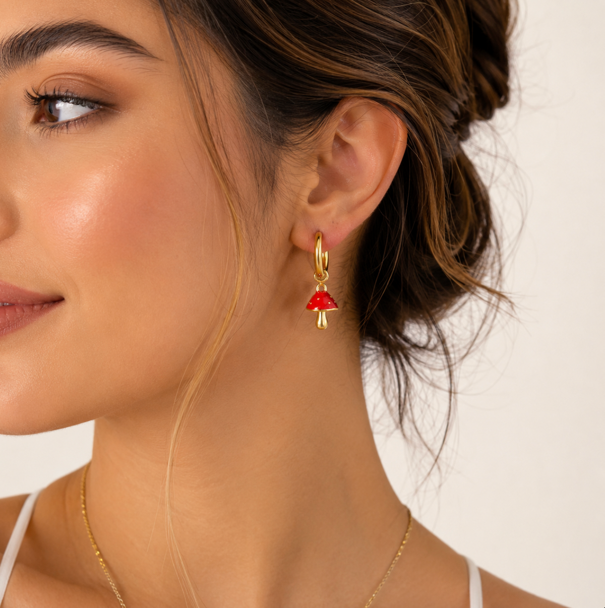 Enoki Mushroom Hoop Earrings