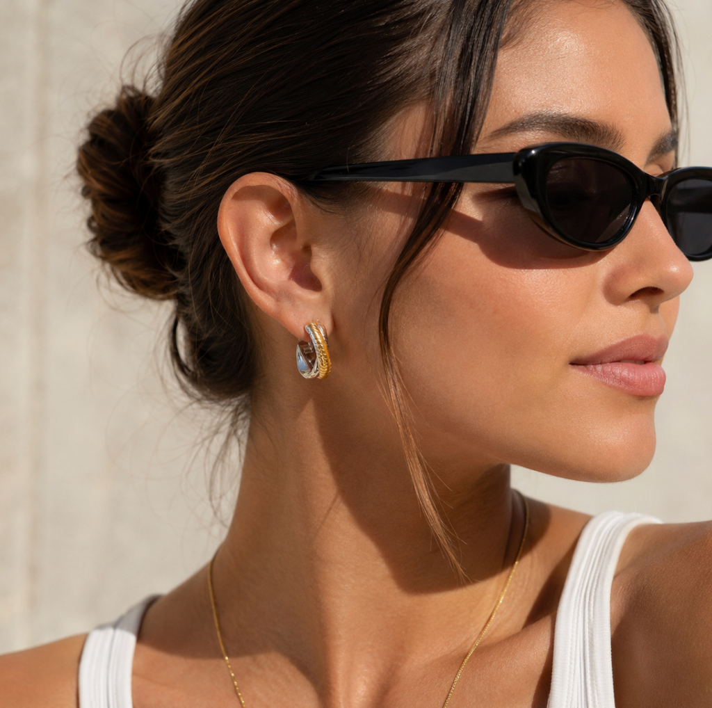 Nova Two-Tone Hoop Earrings