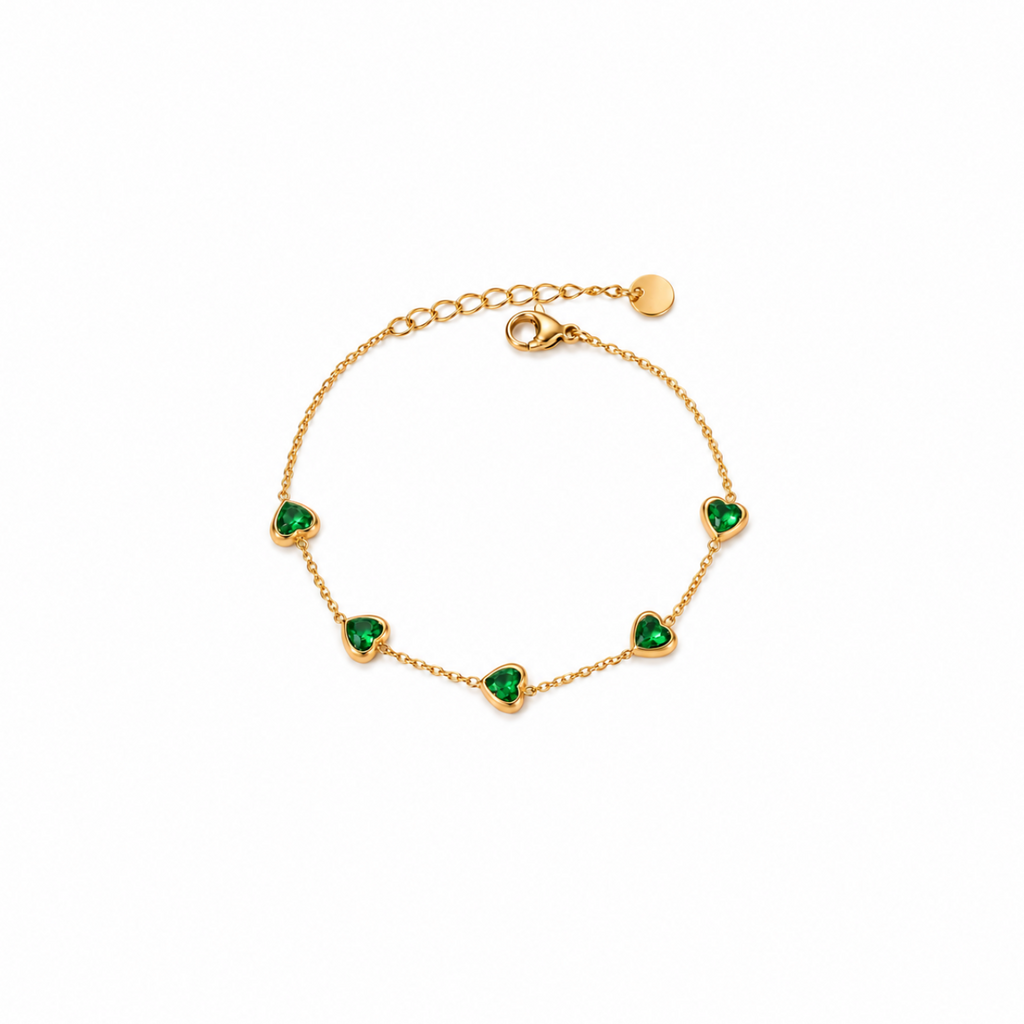 Emerald Heart Zircon Bracelet