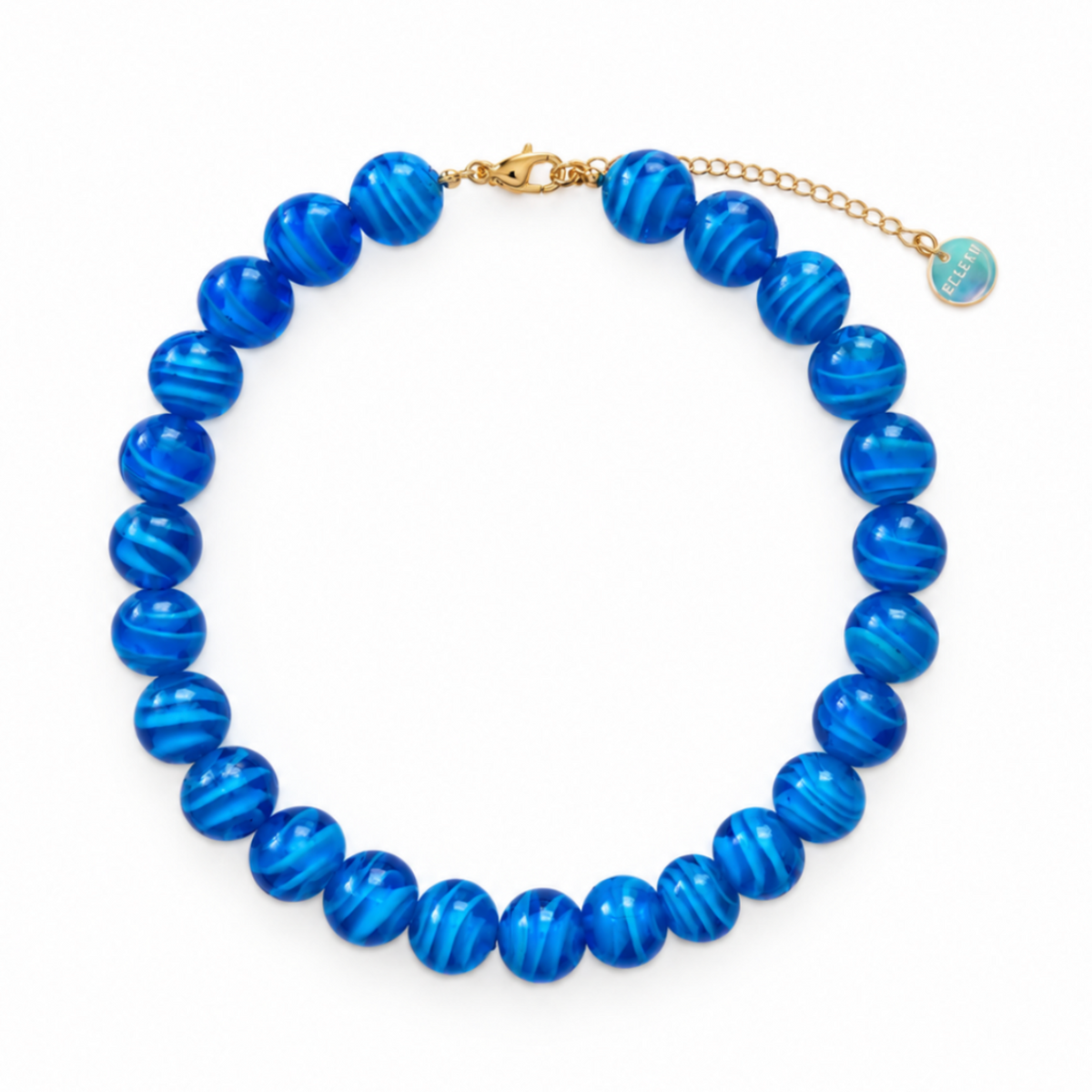 Blue Swirl Glass Bead Necklace
