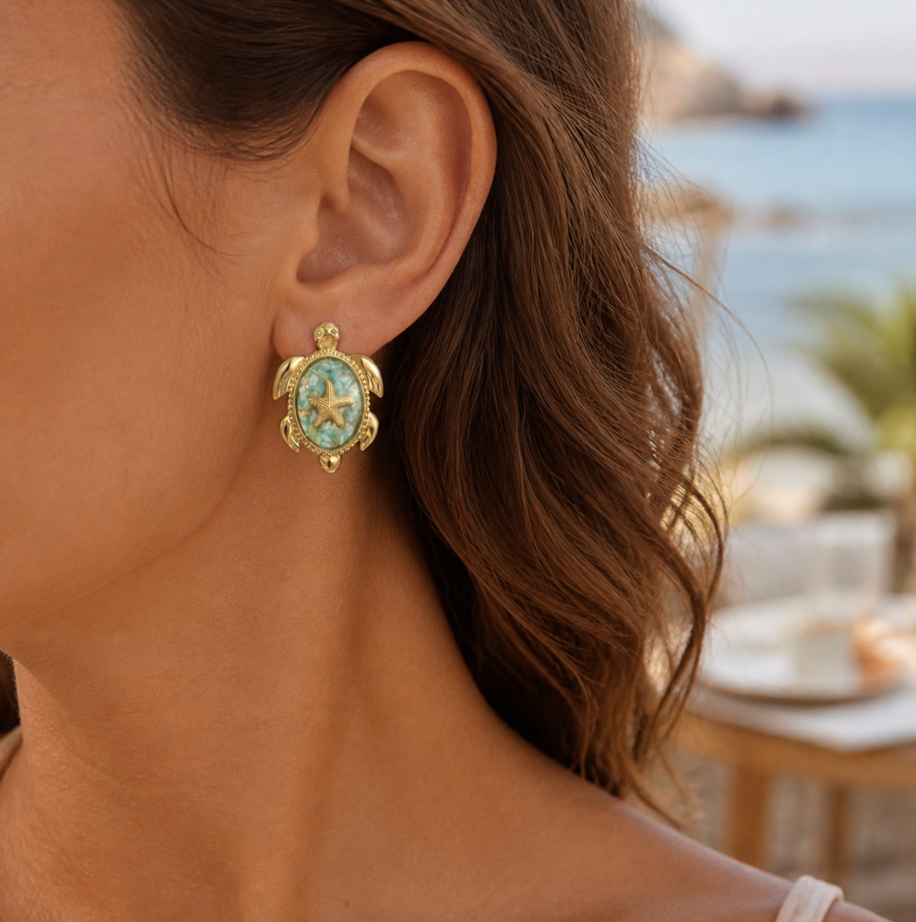 Marina Turtle Starfish Earrings