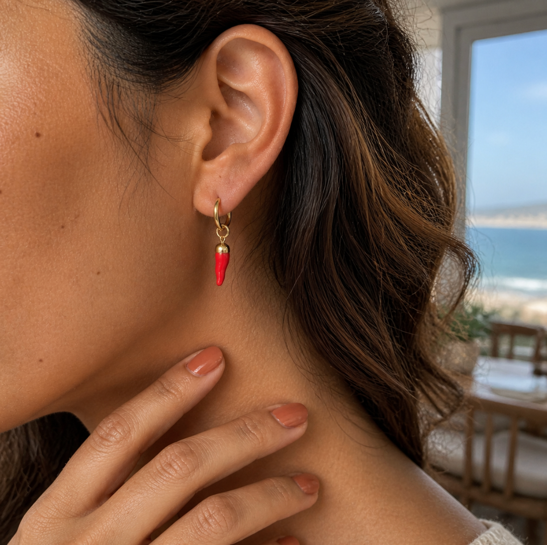 Picante Chili Pepper Hoop Earrings