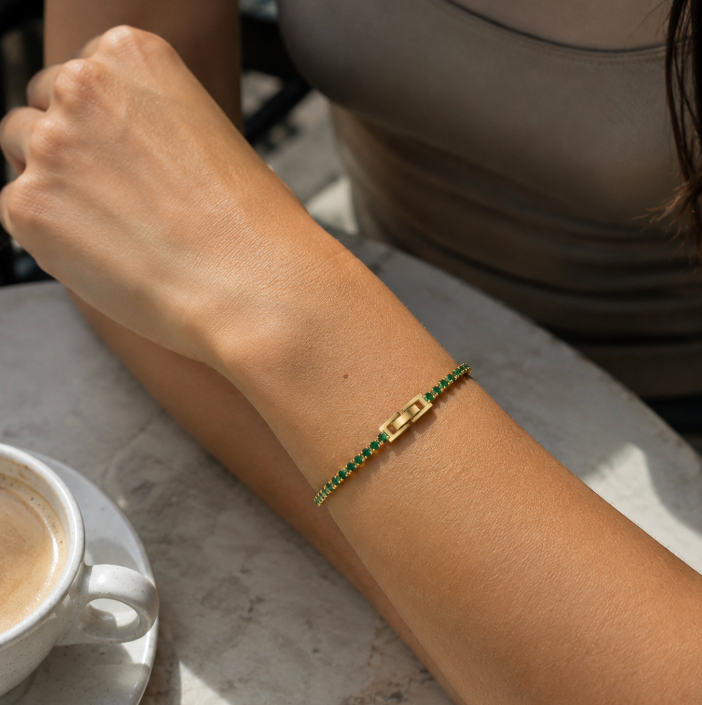 Esmeralda Green Zircon Tennis Bracelet