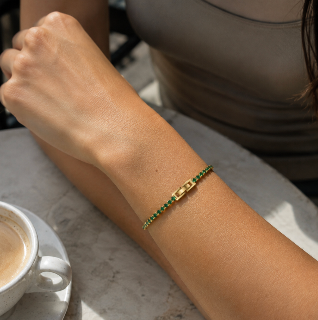 Esmeralda Green Zircon Tennis Bracelet